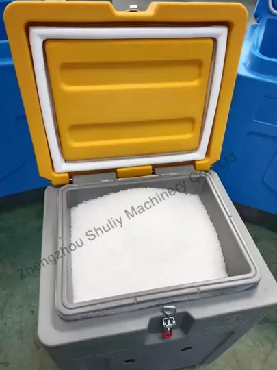 caja de preservación del calor con hielo seco